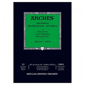 Blocco carta per acquerello Arches 29,7x42cm  da 300 g. 12 fogli
