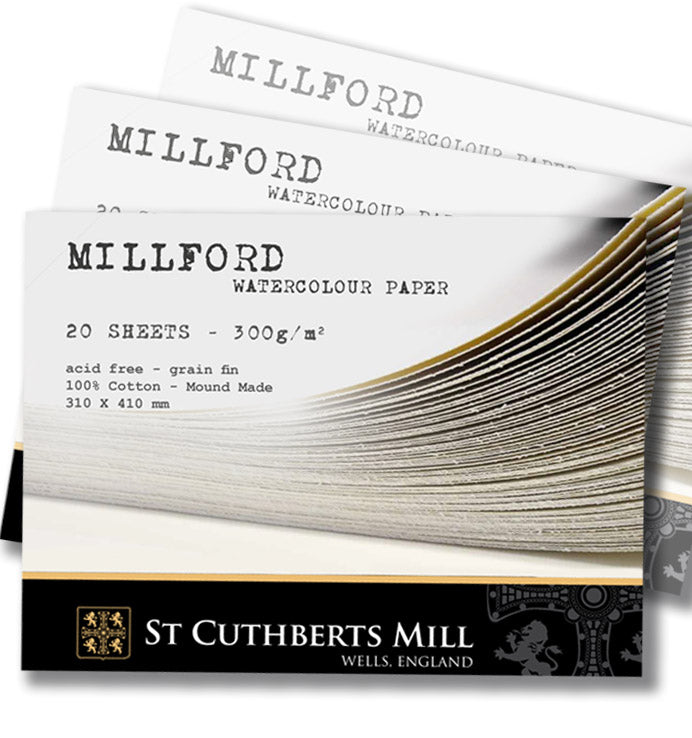 Millford watercolor paper block 31 x41 of 300 gr. 20 sheets