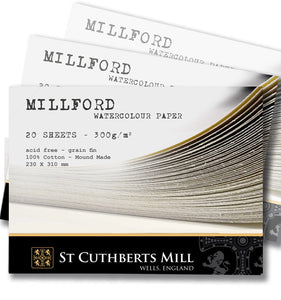 Millford watercolor paper block 23 x 31 of 300 gr. 20 sheets